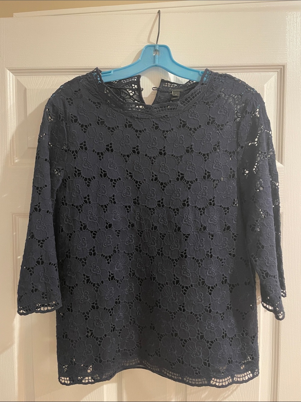 J.Crew Collection navy eyelet top